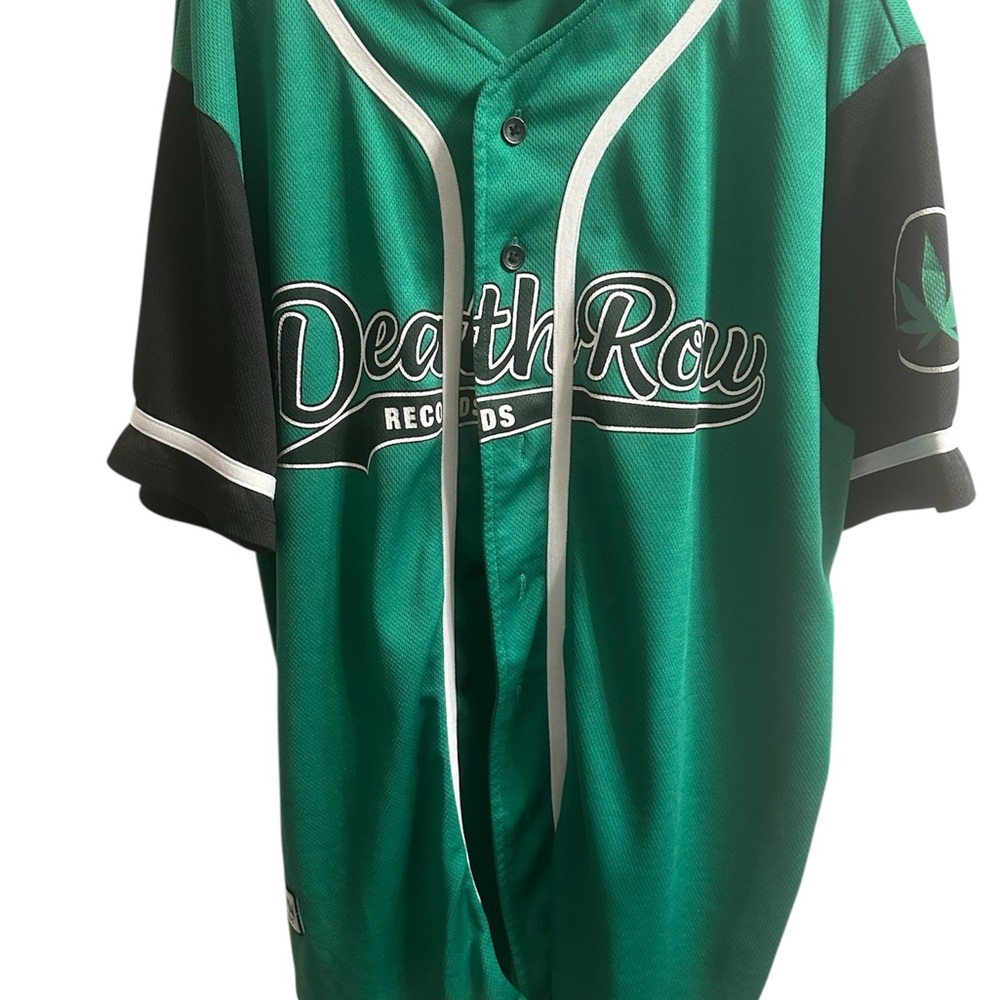 Vintage 90’s Green and Black Death Row Records Jersey Size L.